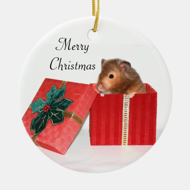 Hamster Christmas gift Ceramic Tree Decoration (Front)