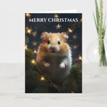 Hamster & Christmas Lights Christmas Card