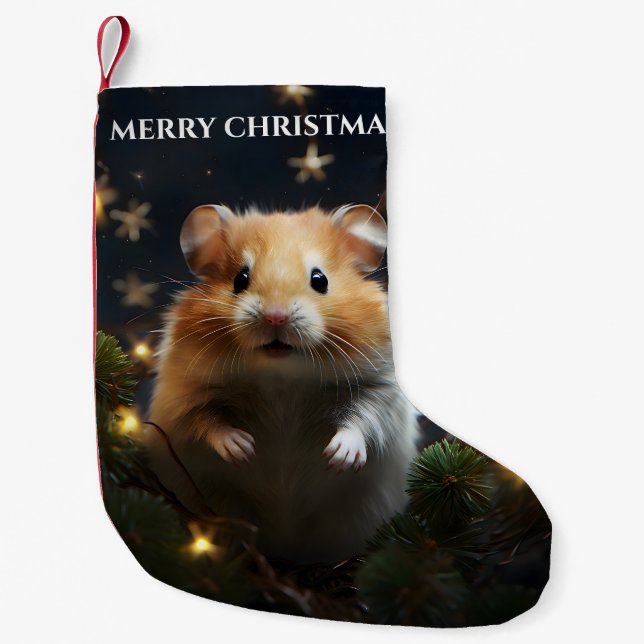 Hamster & Christmas Lights Christmas Stocking (Front)