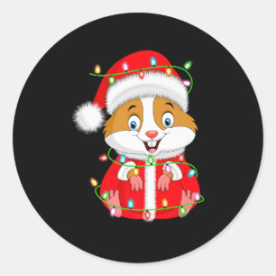 Hamster Christmas Lights Santa Costume Cute Animal Classic Round Sticker