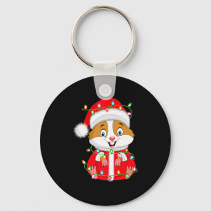 Hamster Christmas Lights Santa Costume Cute Animal Key Ring
