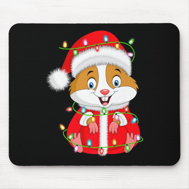 Hamster Christmas Lights Santa Costume Cute Animal Mouse Mat (Front)