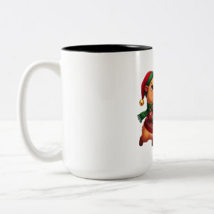 Hamster Christmas Star Decor Two-Tone Coffee Mug