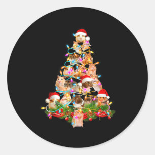 Hamster Christmas Tree Led Funny Hamster Snow Chir Classic Round Sticker