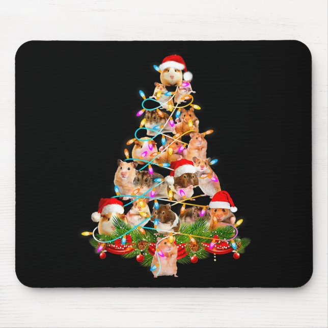 Hamster Christmas Tree Led Funny Hamster Snow Chir Mouse Mat (Front)
