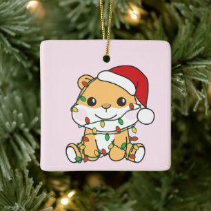 Hamster Christmas Winter Animals Holiday Hamsters Ceramic Ornament