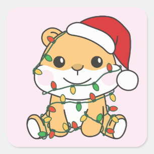 Hamster Christmas Winter Animals Holiday Hamsters Square Sticker