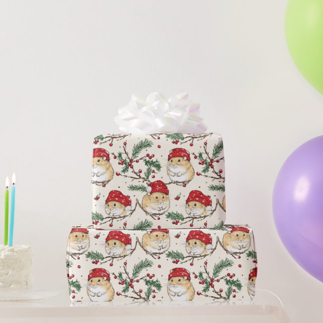 Hamster Christmas Wrapping Paper Design (Party Gifts)