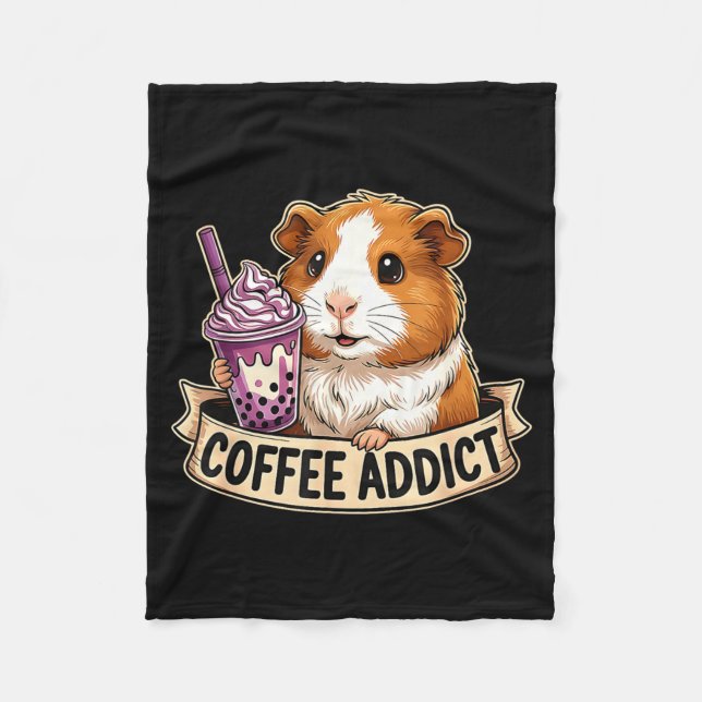 Hamster Coffee Addict Cute Rodent Boba Tea Gift  Fleece Blanket (Front)