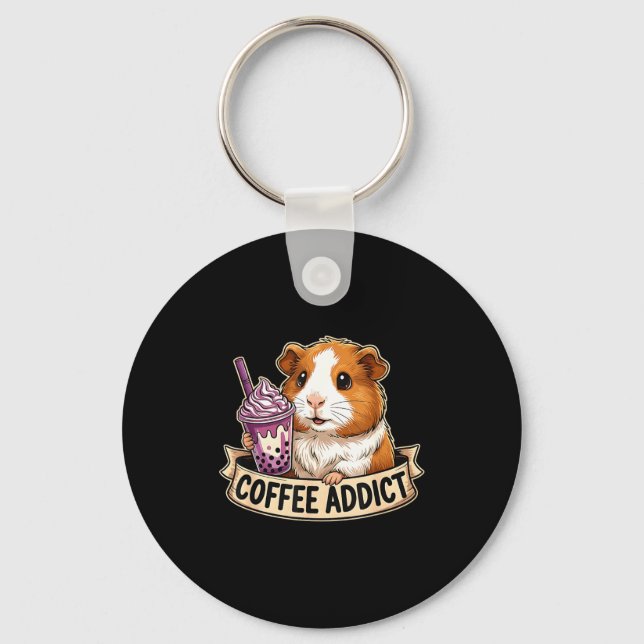 Hamster Coffee Addict Cute Rodent Boba Tea Gift  Key Ring (Front)