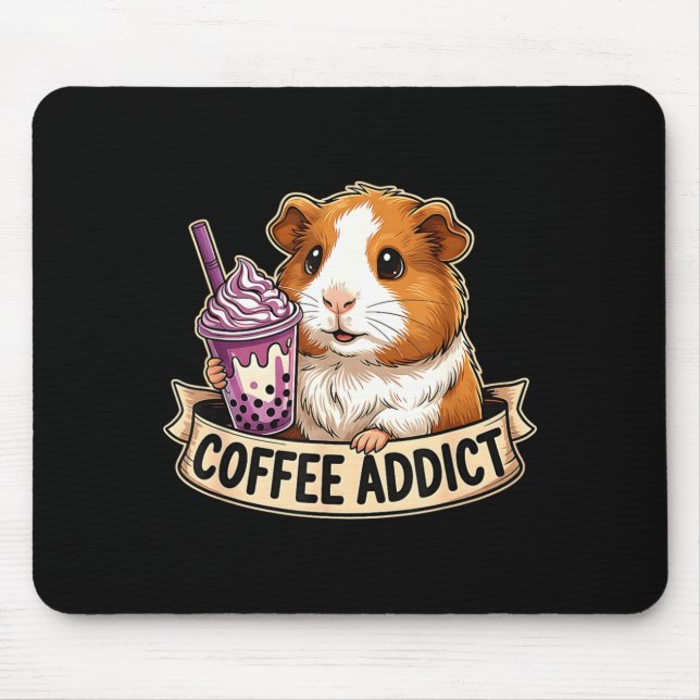 Hamster Coffee Addict Cute Rodent Boba Tea Gift  Mouse Mat (Front)