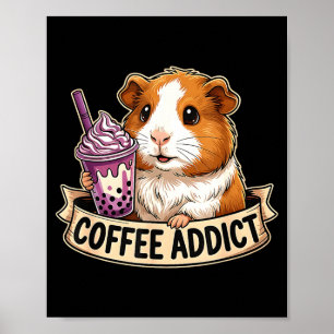 Hamster Coffee Addict Cute Rodent Boba Tea Gift Poster