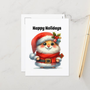Hamster customisable Christmas Happy Holiday Postcard