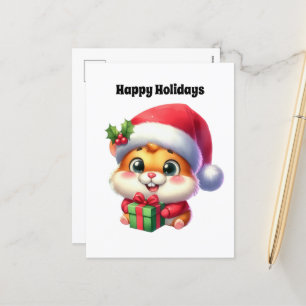 Hamster customisable Christmas Happy Holiday Postcard