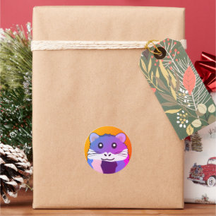 Hamster 🐹 Cute animal with colourful striped scar Classic Round Sticker