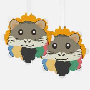 Hamster 🐹 Cute animal with colourful striped scar Tree Decoration Card
