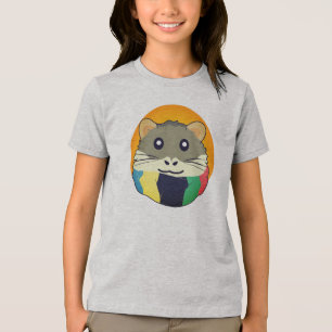 Hamster 🐹 Cute animal with colourful striped scar Tri-Blend Shirt