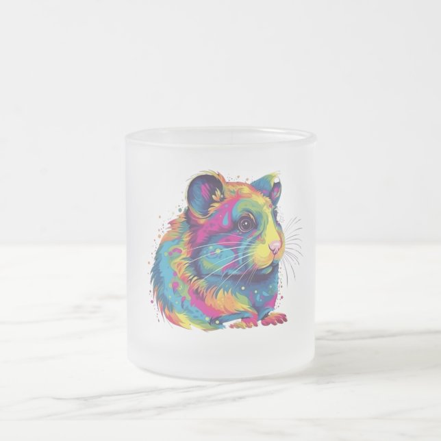 hamster cute  frosted glass coffee mug (Center)