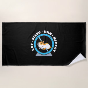 Hamster Eat Sleep Run Repeat Beach Towel