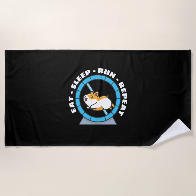 Hamster Eat Sleep Run Repeat Beach Towel (Front)