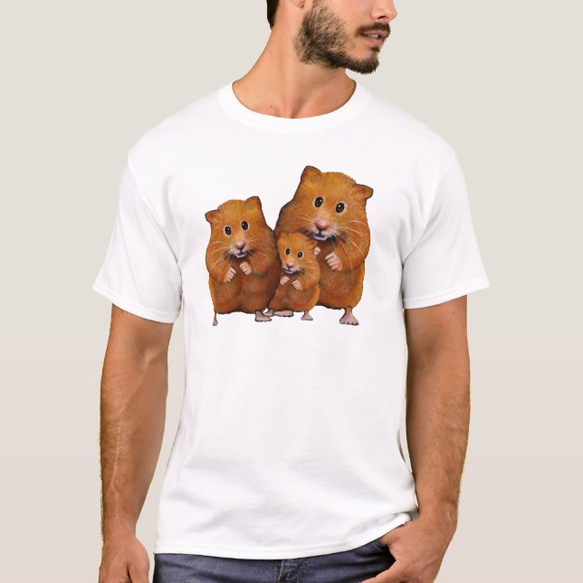 Hamster Family of Three: Cute: Colour Pencil T-Shirt (Front)