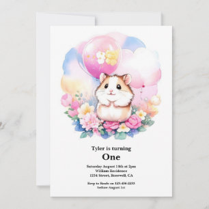 Hamster First Birthday Invitation
