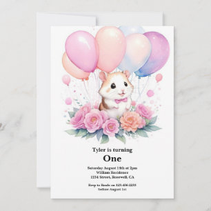 Hamster First Birthday Invitation