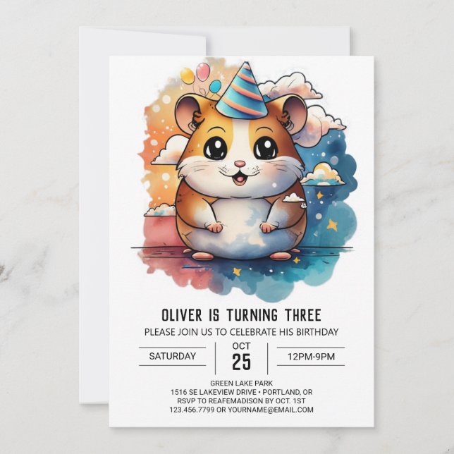 Hamster Friends Playful Birthday Invitation (Front)