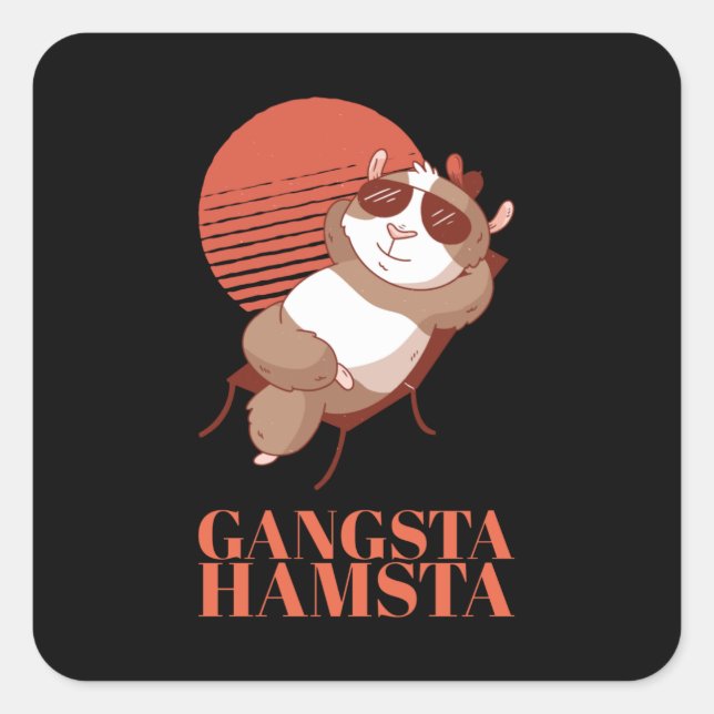 Hamster - Gangsta Hamsta Square Sticker (Front)
