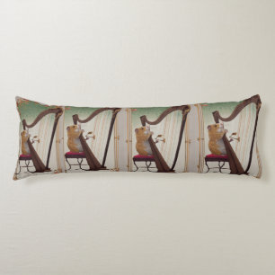 Hamster Harpist – Elegant Musical Illustration Body Cushion
