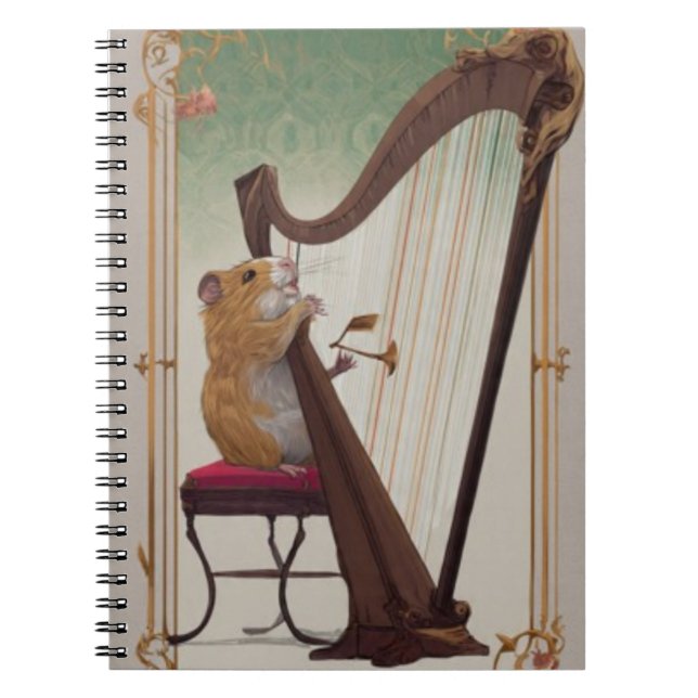Hamster Harpist Notebook – Elegant Music (Front)