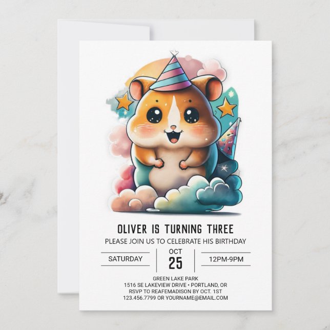 Hamster Haven Birthday Invitation (Front)
