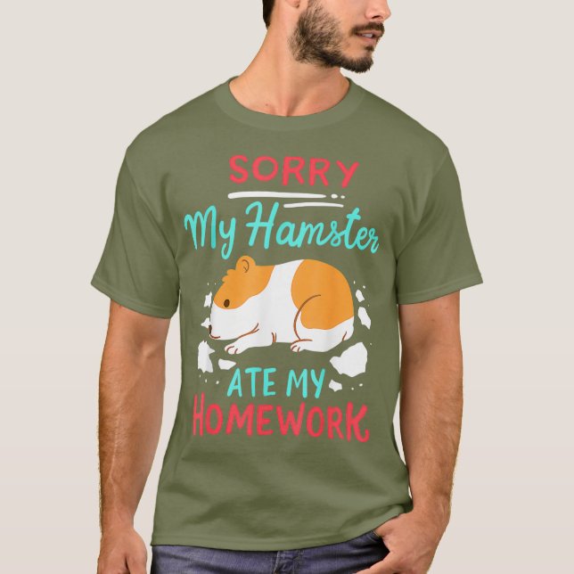 Hamster Homework Student School T-Shirt (Front)