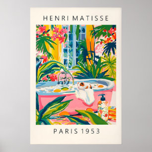 Hamster in Bathtub Art Print Tropical Bathroom in