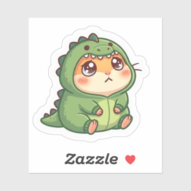 Hamster in Dinosaur Costume Sticker (Sheet)