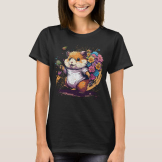 Hamster in Flowers Sunflower Nature  Gardener Anim T-Shirt
