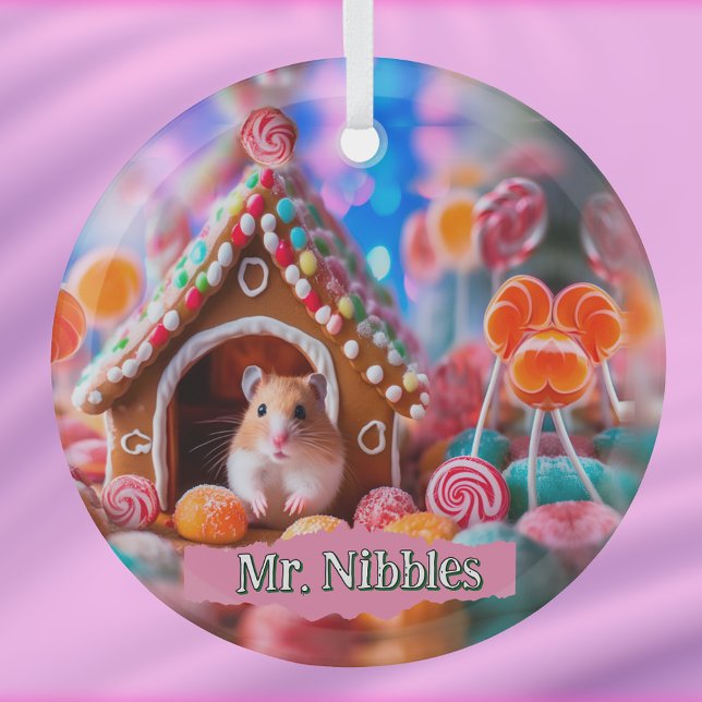 Hamster in Gingerbread House Glass Tree Decoration (Creator Uploaded)