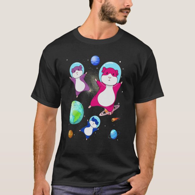 Hamster In Space Bisexual Flag Bisexuality Pride M T-Shirt (Front)