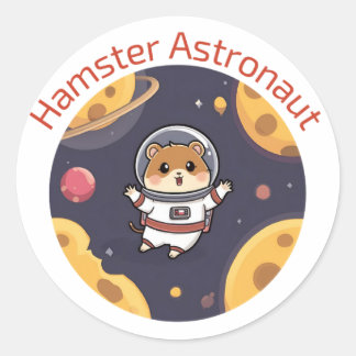 Hamster in Space – Cute & Quirky Astronaut Art Classic Round Sticker