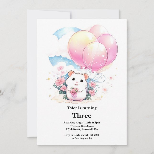 Hamster Kids Birthday Invitation (Front)
