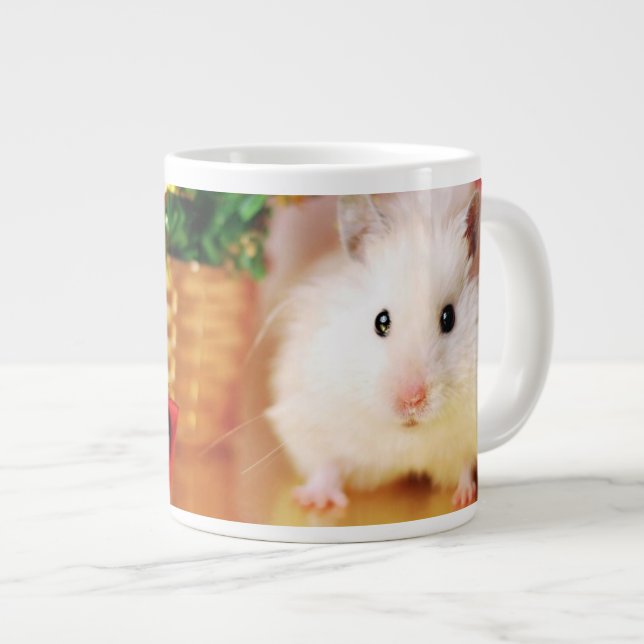 Hamster Kokolinka with Christmas tree Large Coffee Mug (Front Right)