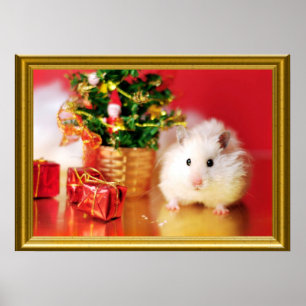Hamster Kokolinka with Christmas tree Poster