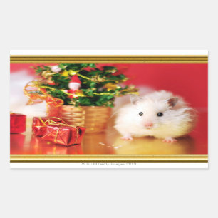 Hamster Kokolinka with Christmas tree Rectangular Sticker