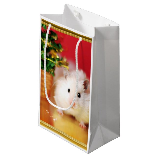 Hamster Kokolinka with Christmas tree Small Gift Bag (Front Angled)