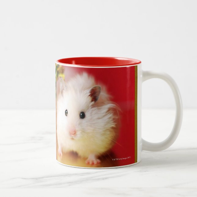 Hamster Kokolinka with Christmas tree Two-Tone Coffee Mug (Right)