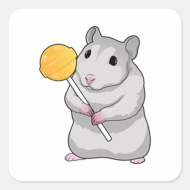 Hamster Lollipop Square Sticker (Front)