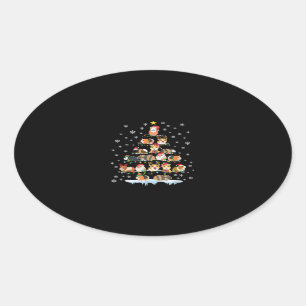 Hamster Lover Christmas Tree Guinea Pigs Gift Oval Sticker