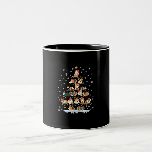 Hamster Lover Christmas Tree Guinea Pigs Gift Two-Tone Coffee Mug (Center)