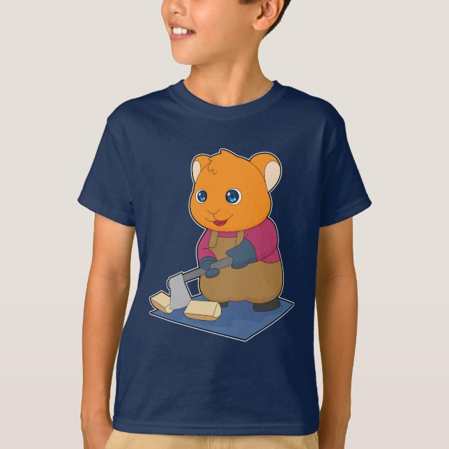 Hamster Lumberjack Axe Forest T-Shirt (Front)