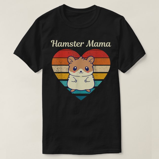 Hamster Mama Cute Hamster Design Retro Heart Shape T-Shirt (Design Front)